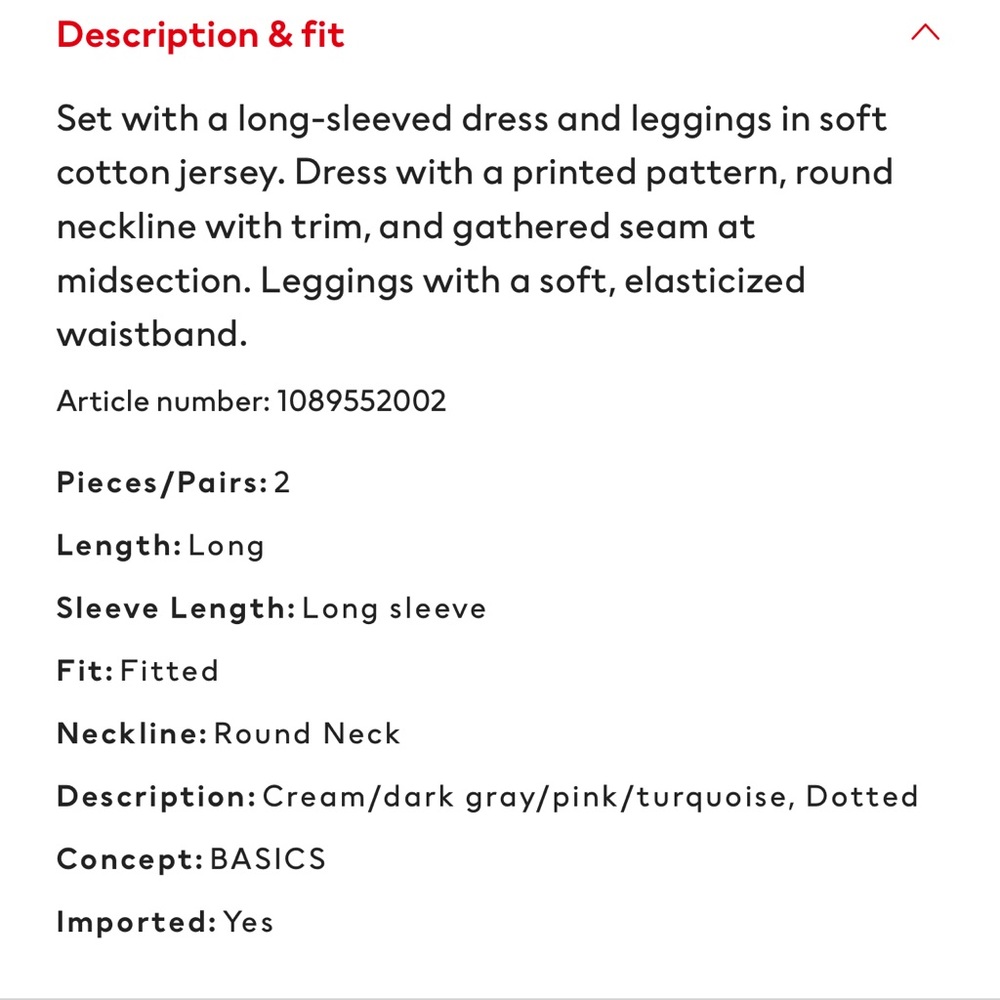 Set of 2 items- dress and leggings - Picture 3 of 5